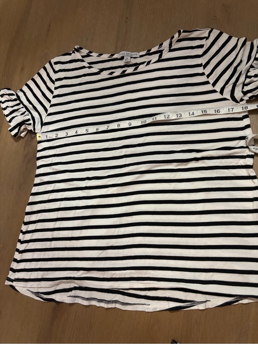 Green Envelope Black & White Striped Women’s Tee - Classic Crewneck